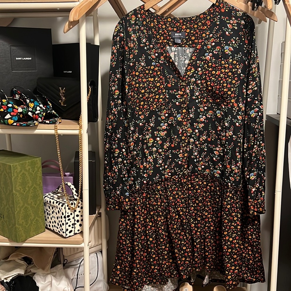 Anthropologie Maeve Marlie Mix Floral Drop Waist Dress Size 14